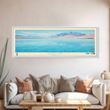 Walker Lake, Nevada Framed Canvas Print, Panoramic Lake House Decor, Midcentury Modern Art, Pop Art, Travel Poster, Bedroom Wall Art