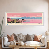 Willard Bay, Utah Framed Canvas Print, Panoramic Lake House Decor, Midcentury Modern Art, Pop Art, Travel Poster, Living Room Wall Art