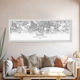 Panoramic Madrid City Map, Spain Art, Map Print, Minimalist Wall Art, Canvas Art, Housewarming Gift, Street Map Art, Closing Gift