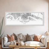 Panoramic New Orleans City Map, Louisiana Art, Map Print, Minimalist Wall Art, Canvas Art, Housewarming Gift, Street Map Art, Closing Gift