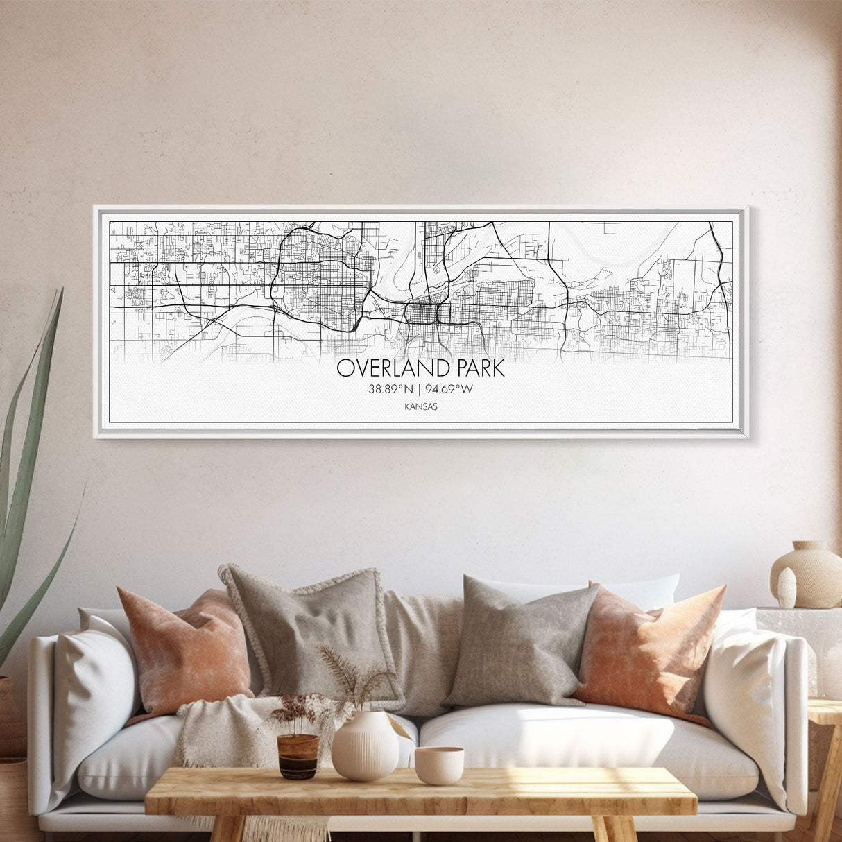 Panoramic Overland Park City Map, Kansas Art, Map Print, Minimalist Wall Art, Canvas Art, Housewarming Gift, Street Map Art, Closing Gift