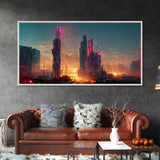 Cyberpunk Cityscape Dystopian City Futuristic Sunset Fine Art Print, Wall Art Print, Wall Décor, Wall Poster