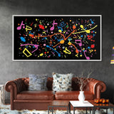 Musical Notes Graffiti Art - Colorful Painting / Canvas Print - Retro / Midcentury Style Abstract / Impressionist Art - Splatter Art