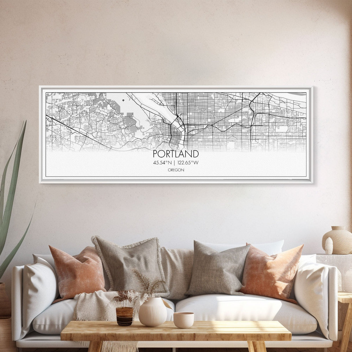 Panoramic Portland City Map, Oregon Art, Map Print, Minimalist Wall Art, Canvas Art, Housewarming Gift, Street Map Art, Closing Gift