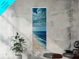 Oversized Tall and Narrow Ocean Landscape Wall Art, Canvas Painting Framed and Printed, Vertical Wall Art for Office, Modern Wall Art Print