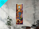 Mexican Still Life Oil Painting Framed and Printed on Canvas, Spanish Landscape Wall Art, Mountain Wall Print, Western Living Room Wall Art