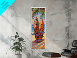 Vertical Coastal Art Print for Beach House, Tropical Beach Art Framed and Printed on Canvas, Wall Art for Living Room, Acrylic Painting