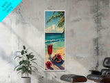 Tropical Landscape Coastal Art Canvas Framed, Beach Art for Living Room, Oversized Wall Art for Living Room, Tall and Narrow Wall Art