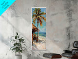 Oversized Vertical Canvas Painting of Beachside Paradise Framed, Coastal Wall Art Framed, Beach House Decor, Housewarming Gift, Beach Art