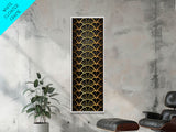 Abstract Gold Geometric Pattern on Black Background - Framed Canvas Print, Art Deco Style, Skinny Art, Tall Art, Midcentury Modern Art, Living Room Wall Decor