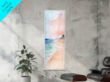 Soft Beach Pastel Scene - Framed Canvas Print, Farmhouse Art, Boho Art, Skinny Art, Tall Art, Living Room Decor, Coastal Wall Art for Home Decor