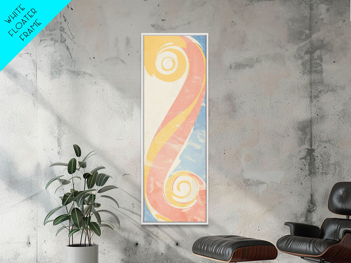 Abstract Patterns Swirling Japanese Design In Ukiyo-e Art On Framed Canvas Print Tall Skinny Wood Block Modern Wall Decor