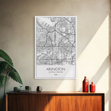 Arlington Street Map, Texas Map, City Art, Travel Map, Home Office Art, Family Gift, Modern Art, Wall Art, Canvas Print, Canvas Wall Art