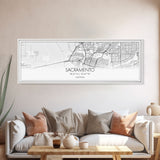 Panoramic Sacramento City Map, California Art, Map Print, Minimalist Wall Art, Canvas Art, Housewarming Gift, Street Map Art, Closing Gift