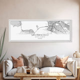 Panoramic San Francisco City Map, California Art, Map Print, Minimalist Wall Art, Canvas Art, Housewarming Gift, Street Map, Closing Gift