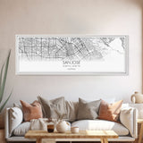 Panoramic San Jose City Map, California Art, Map Print, Minimalist Wall Art, Canvas Art, Housewarming Gift, Street Map Art, Closing Gift