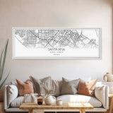 Panoramic Santa Ana City Map, California Art, Map Print, Minimalist Wall Art, Canvas Art, Housewarming Gift, Street Map Art, Closing Gift