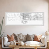 Panoramic Spokane City Map, Washington Art, Map Print, Minimalist Wall Art, Canvas Art, Housewarming Gift, Street Map Art, Closing Gift