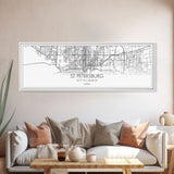 Panoramic St Petersburg City Map, Florida Art, Map Print, Minimalist Wall Art, Canvas Art, Housewarming Gift, Street Map Art, Closing Gift