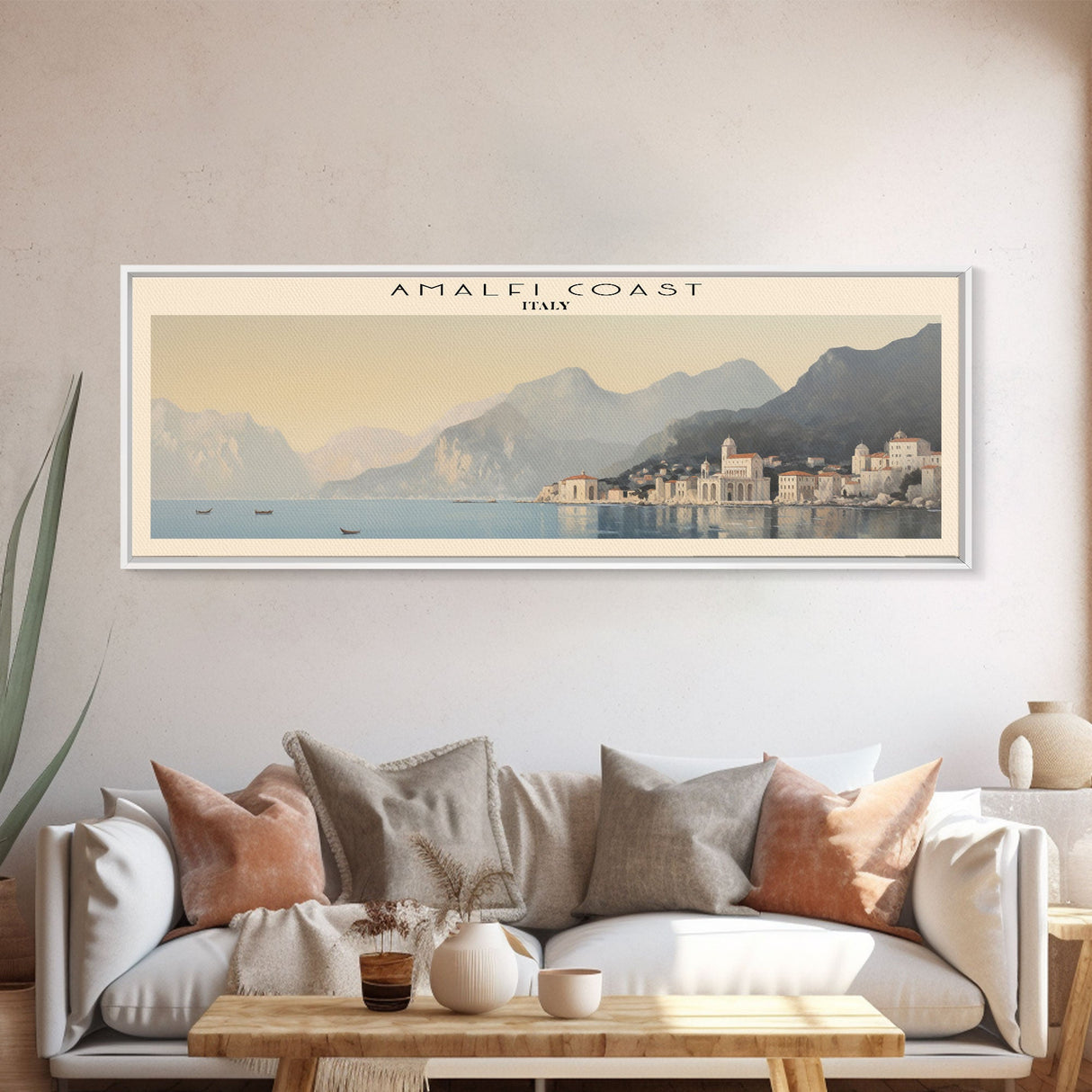 Amalfi Coast COUNTRY Travel Poster Print, Framed Canvas Print, Italy Travel Art, Wood Framed Art, Wall Hanging, Home Decor