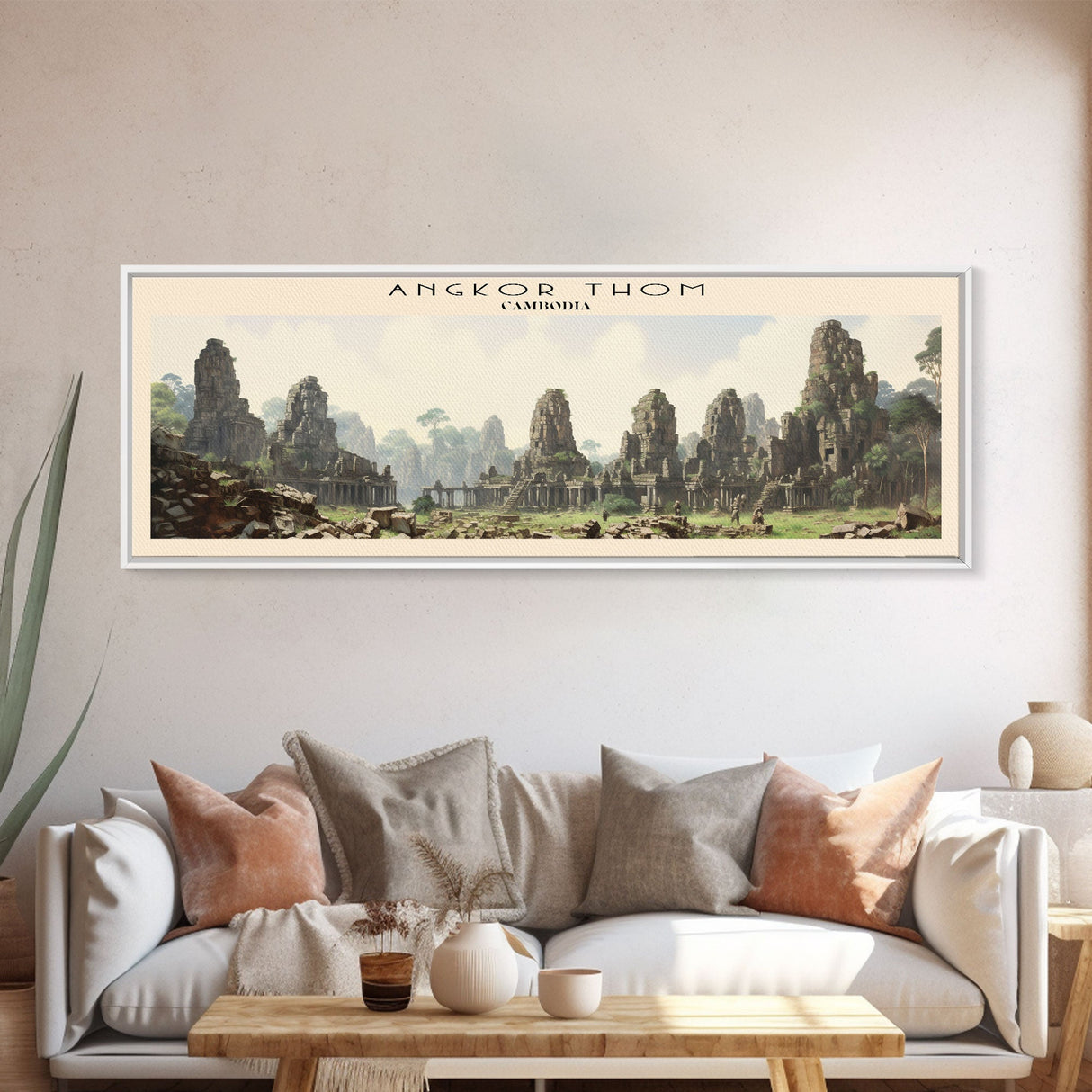 Angkor Thom Framed Canvas Print Travel Poster | Wall Art | Home Decor | Gift For Travel Lover | Wall Hanging | Original Art