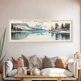 Banff National Park COUNTRY | Framed Travel Poster Canvas Print | Trendy Wall Art | Watercolor Painting | Living Room Art | Unique Art