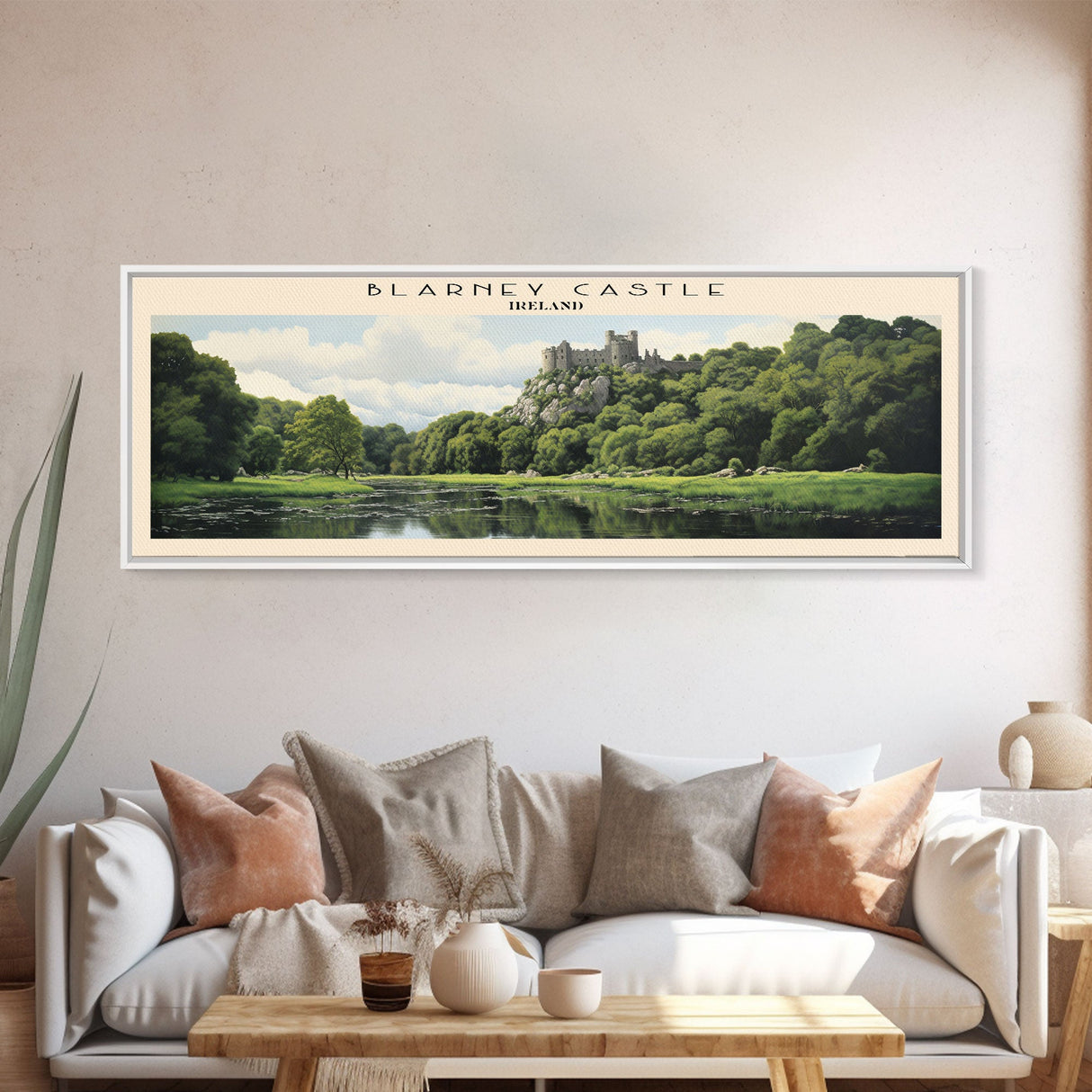 Blarney Castle COUNTRY | Framed Travel Poster Canvas Print | Trendy Wall Art | Watercolor Painting | Living Room Art | Unique Art