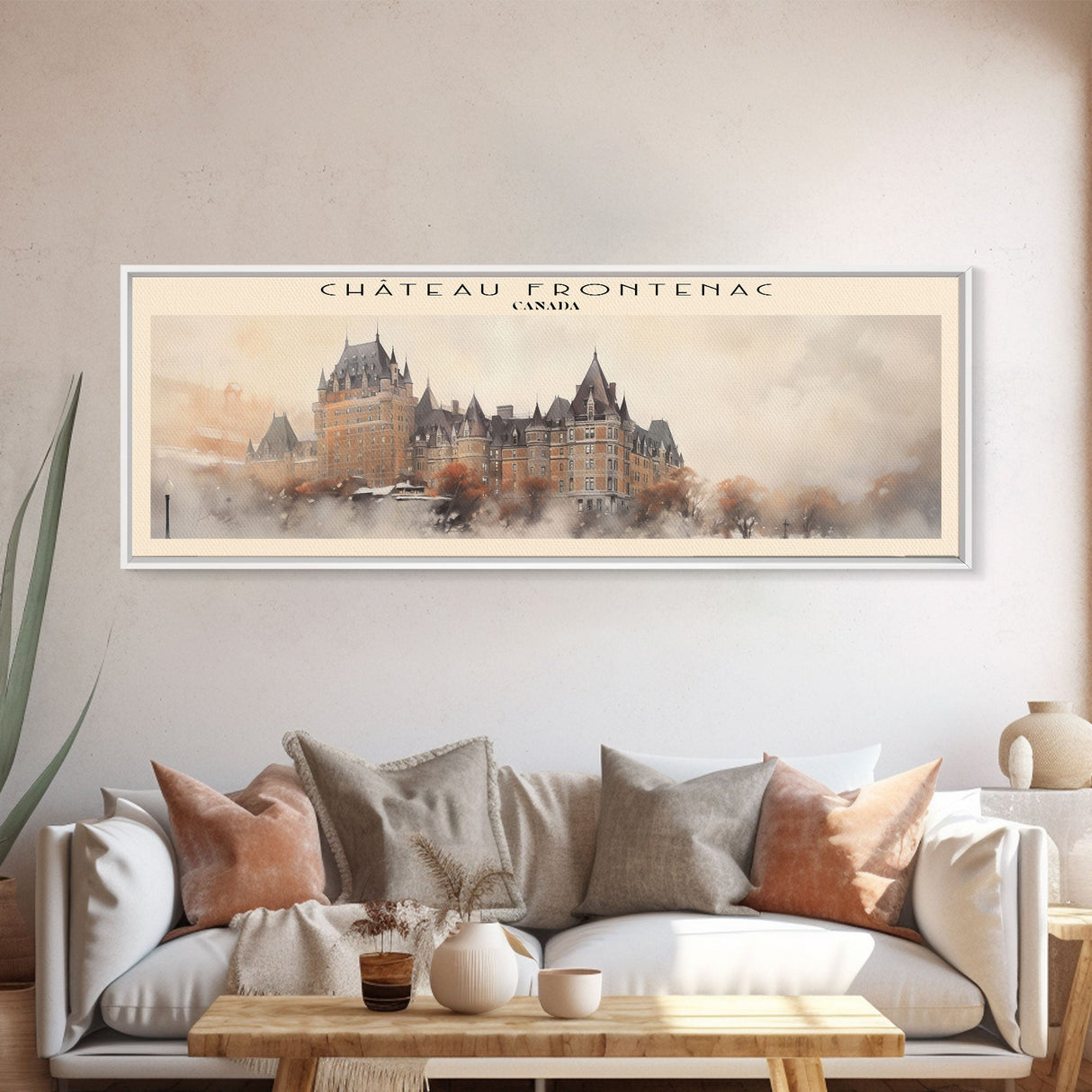 Château Frontenac COUNTRY Travel Poster Print, Framed Canvas Print, COUNTRY Travel Art, Wood Framed Art, Wall Hanging, Home Decor