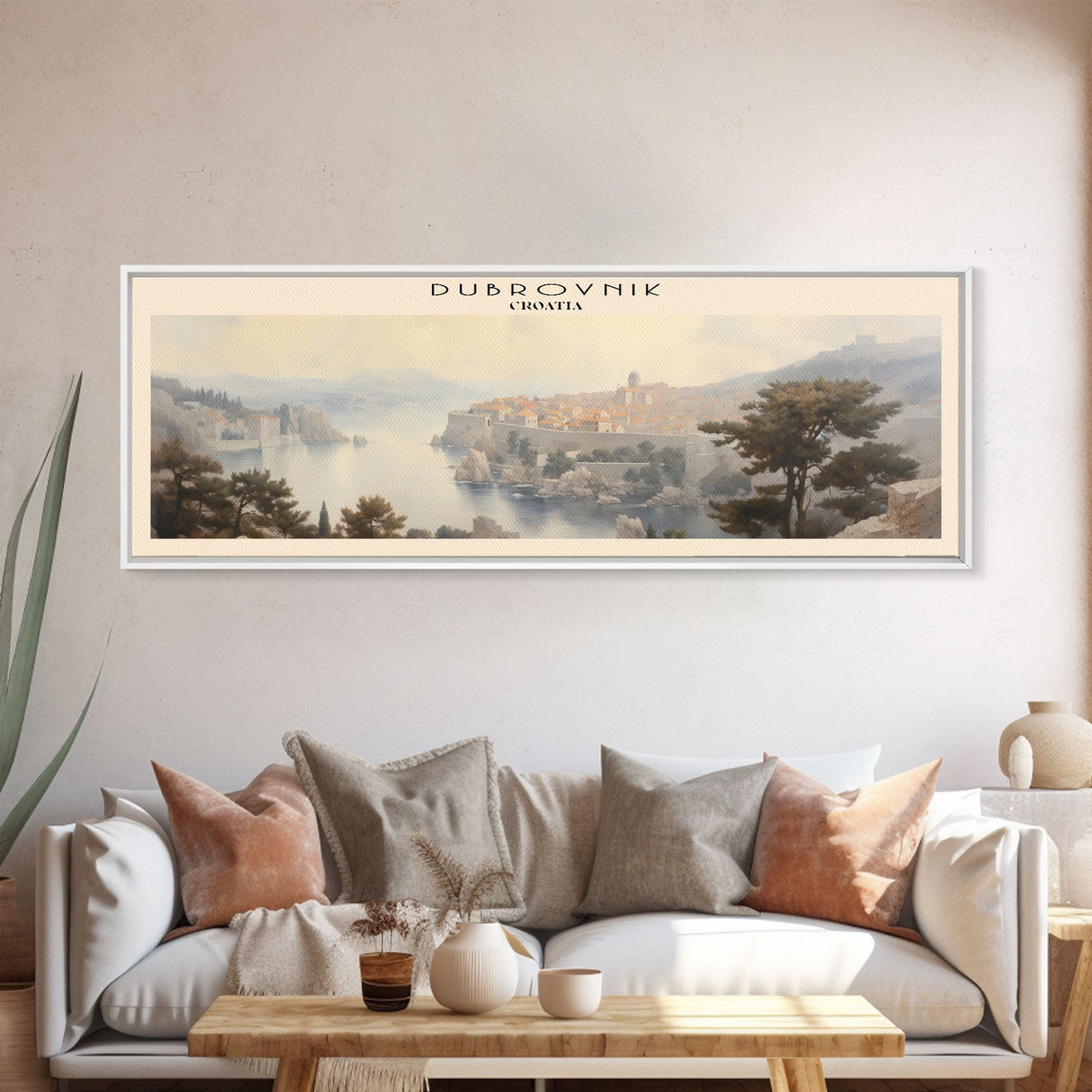 Dubrovnik COUNTRY | Framed Travel Poster Canvas Print | Trendy Wall Art | Watercolor Painting | Living Room Art | Unique Art