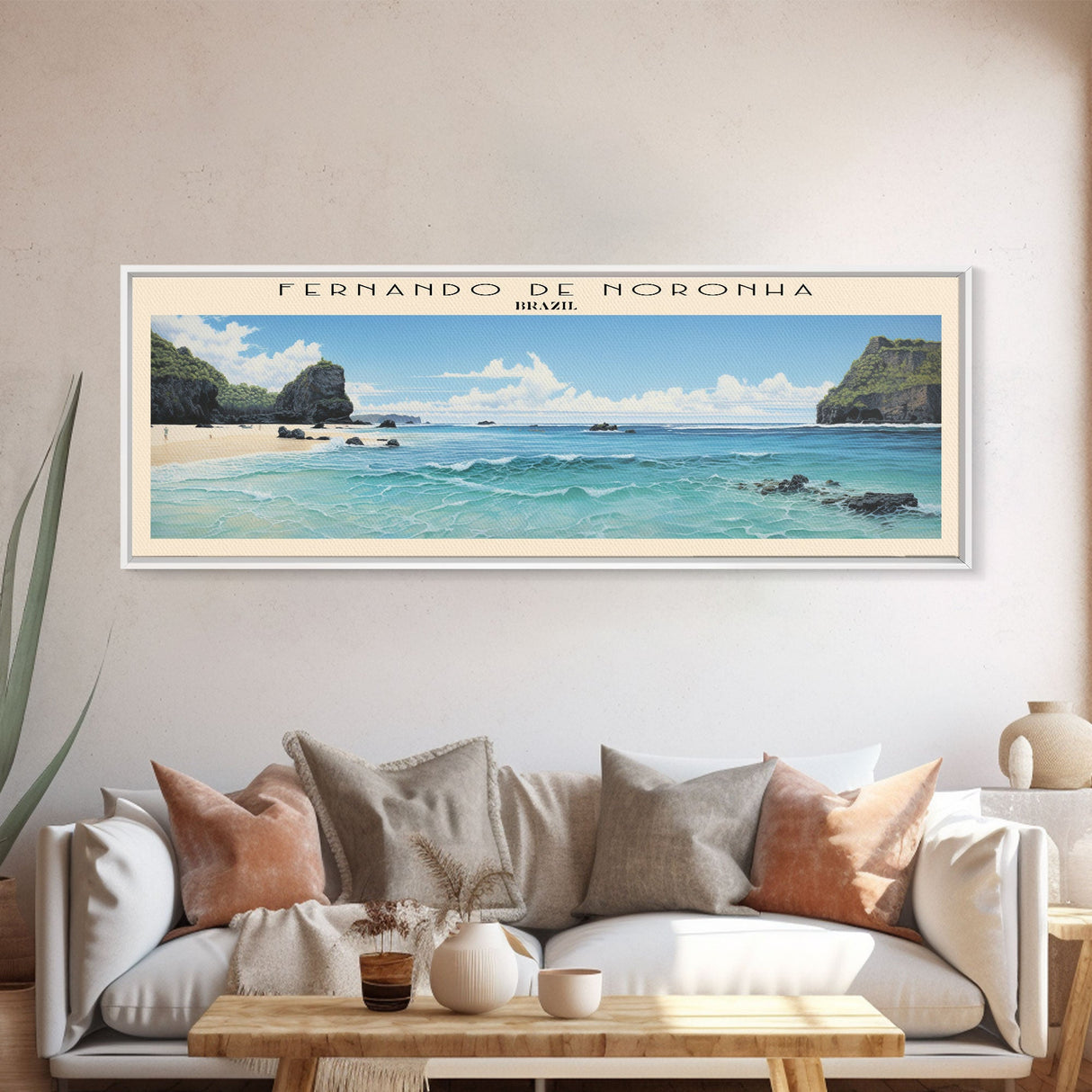 Fernando de Noronha COUNTRY | Framed Travel Poster Canvas Print | Trendy Wall Art | Watercolor Painting | Living Room Art | Unique Art