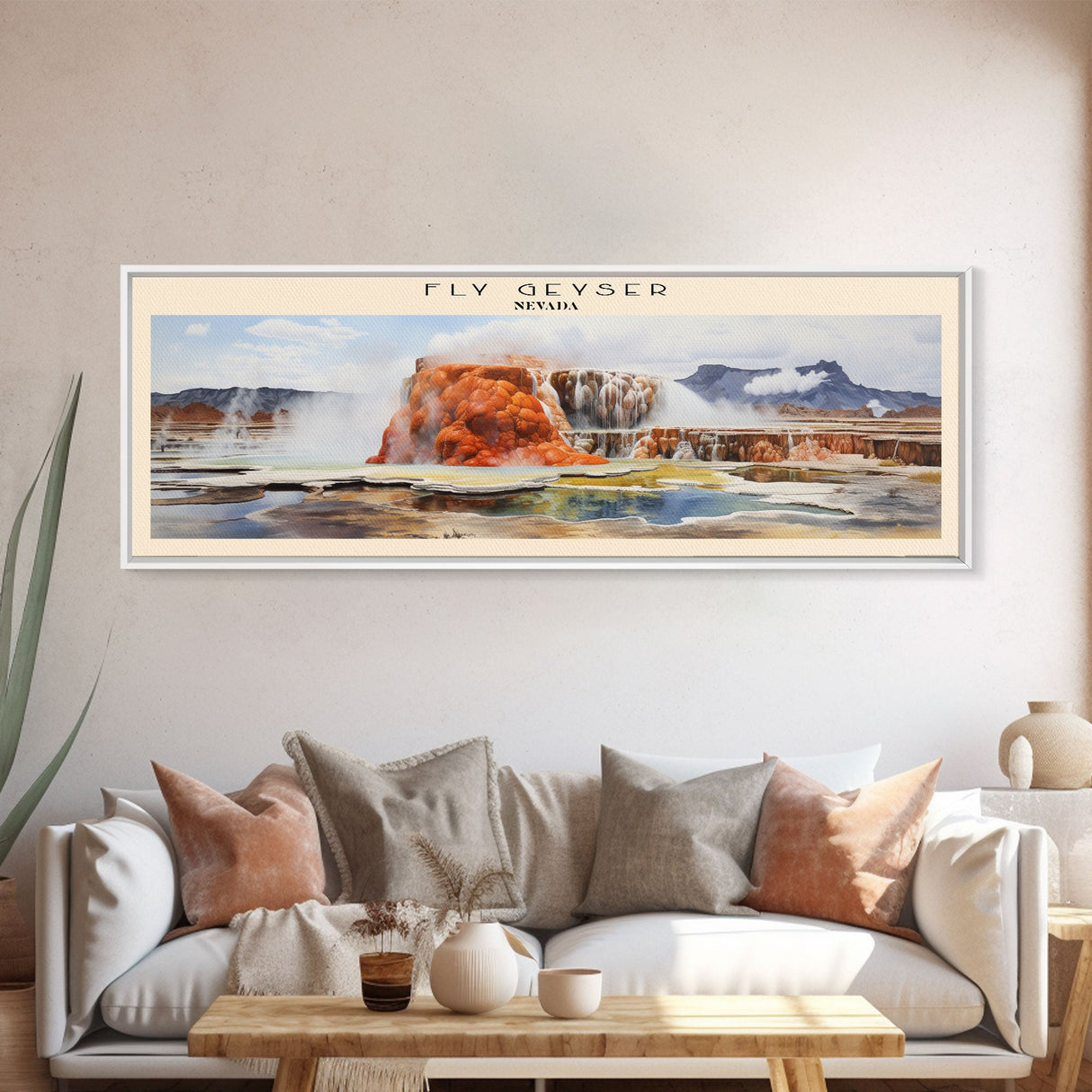 Fly Geyser Travel Poster Print, Framed Canvas Print, COUNTRY Travel Art, Wood Framed Art, Wall Hanging, Home Decor