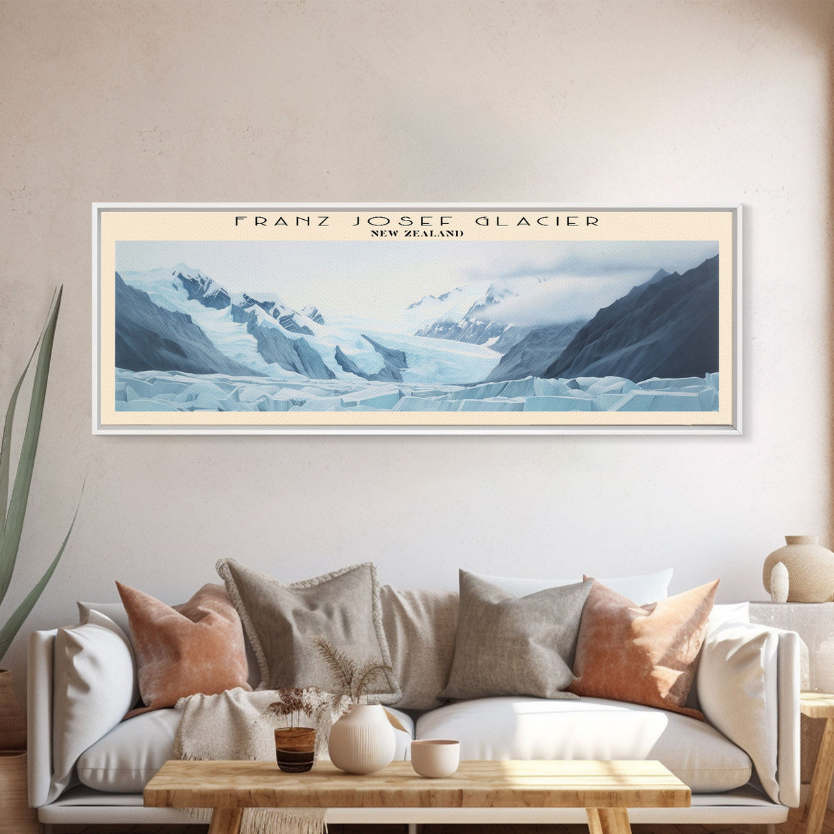 Franz Josef Glacier COUNTRY Travel Poster Print, Framed Canvas Print, COUNTRY Travel Art, Wood Framed Art, Wall Hanging, Home Decor