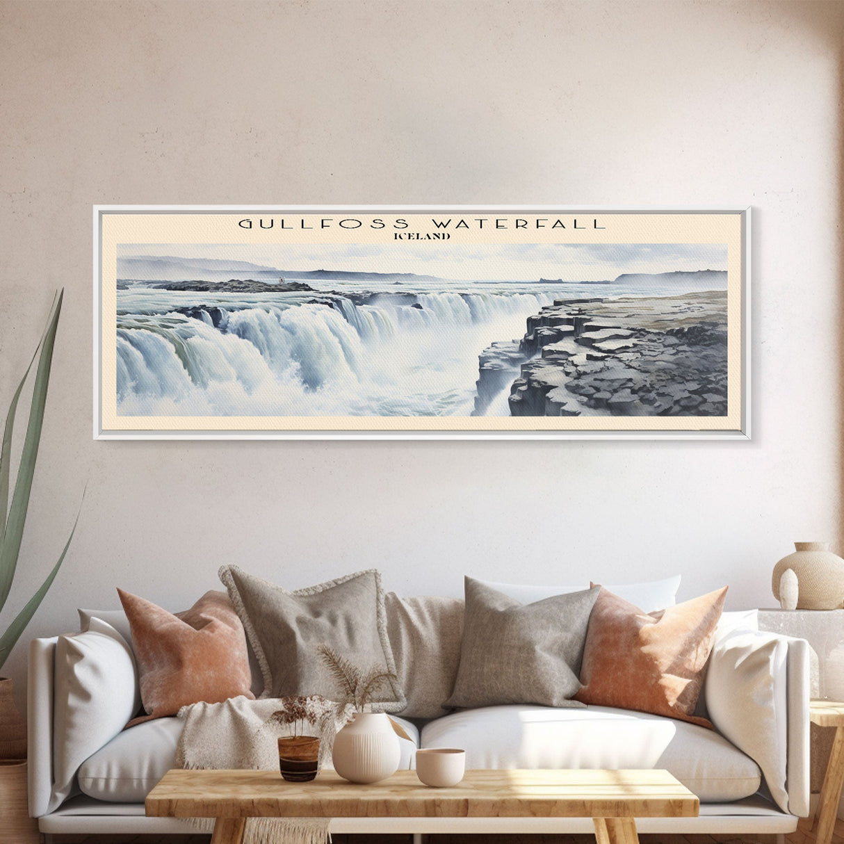 Gullfoss Waterfall Travel Poster Print, Framed Canvas Wall Art, Metal Wall Art, COUNTRY art, Gift For Him, Travel Wall Art, Travel Lover Gift