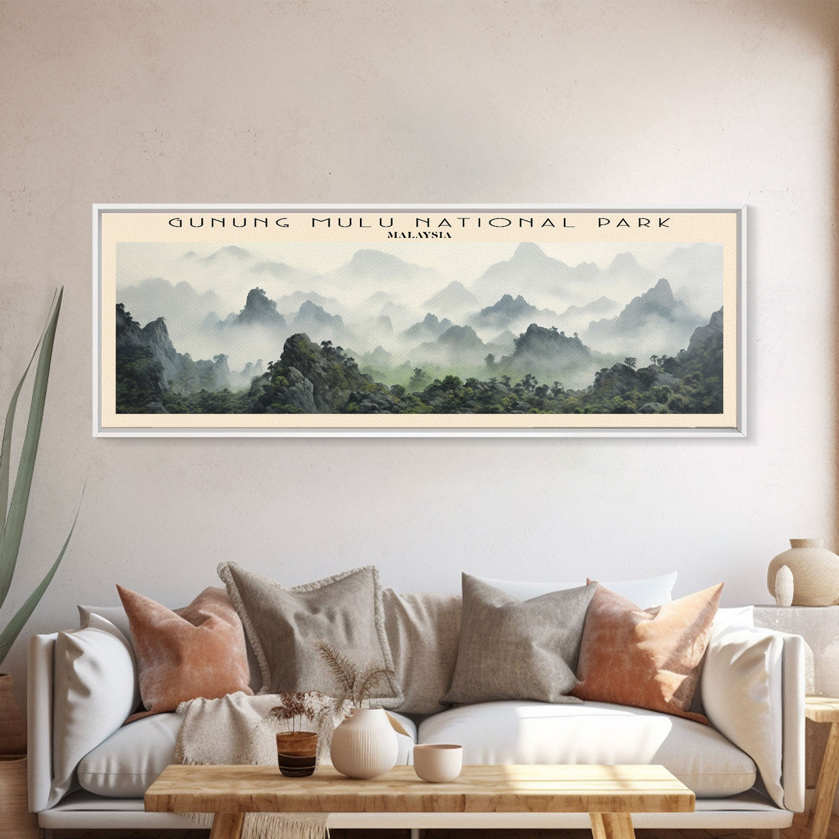 Gunung Mulu National Park Framed Canvas Print Travel Poster | Wall Art | Home Decor | Gift For Travel Lover | Wall Hanging | Original Art