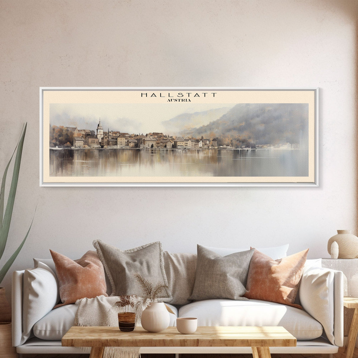 Hallstatt COUNTRY Travel Poster Print, Framed Canvas Print, COUNTRY Travel Art, Wood Framed Art, Wall Hanging, Home Decor