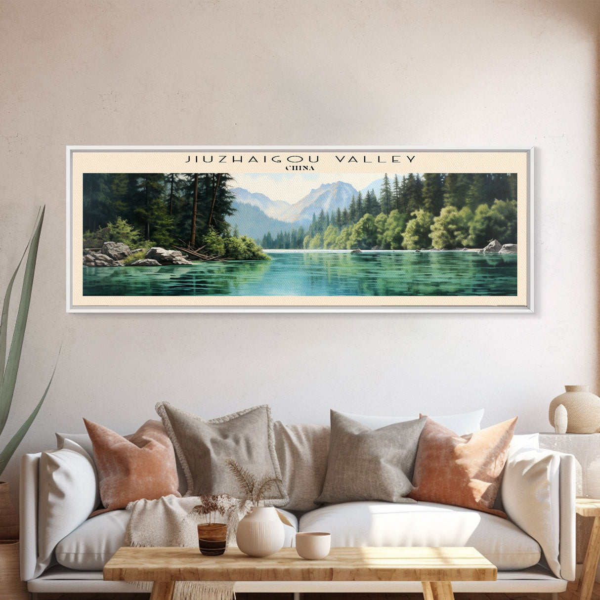 Jiuzhaigou Valley Travel Poster Print, Framed Canvas Wall Art, Metal Wall Art, COUNTRY art, Gift For Him, Travel Wall Art, Travel Lover Gift