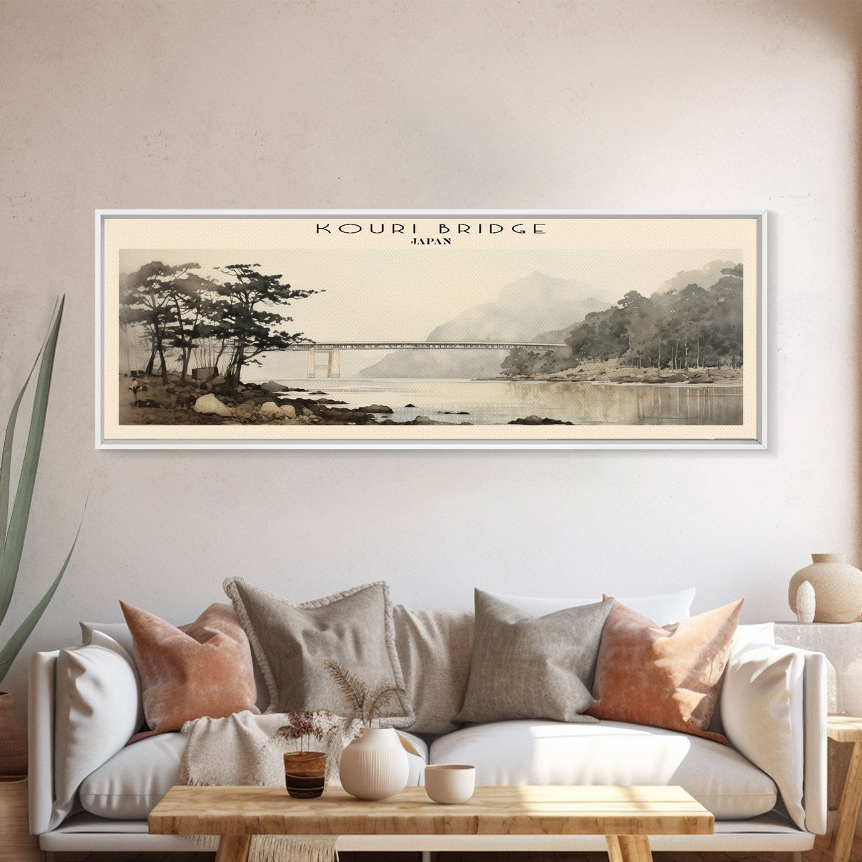 Kouri Bridge COUNTRY | Framed Travel Poster Canvas Print | Trendy Wall Art | Watercolor Painting | Living Room Art | Unique Art