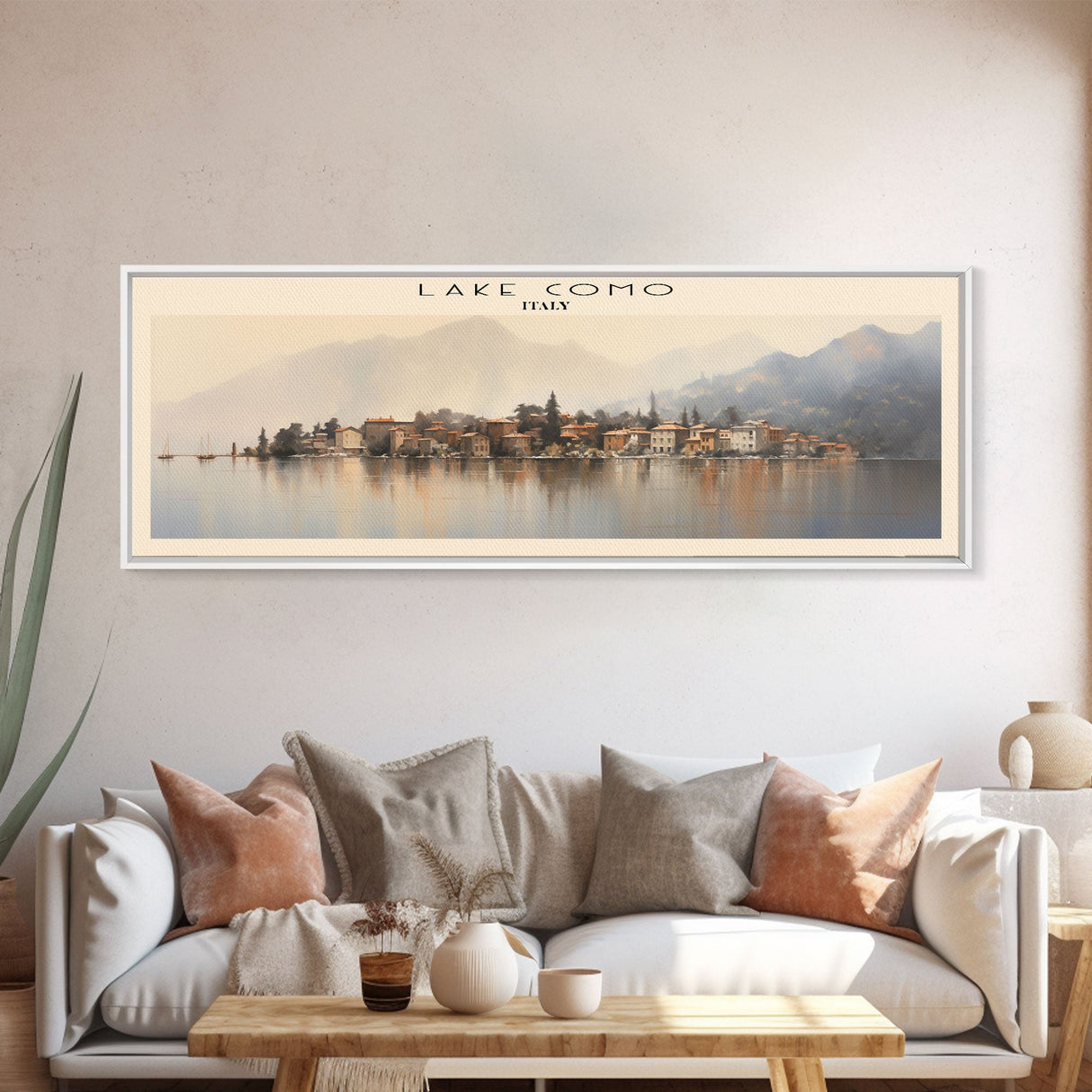 Lake Como Framed Canvas Print Travel Poster | Wall Art | Home Decor | Gift For Travel Lover | Wall Hanging | Original Art