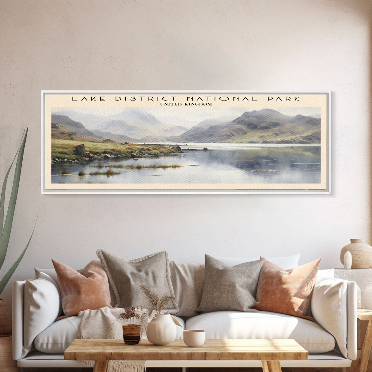 Lake District National Park COUNTRY | Framed Travel Poster Canvas Print | Trendy Wall Art | Watercolor Painting | Living Room Art | Unique Art