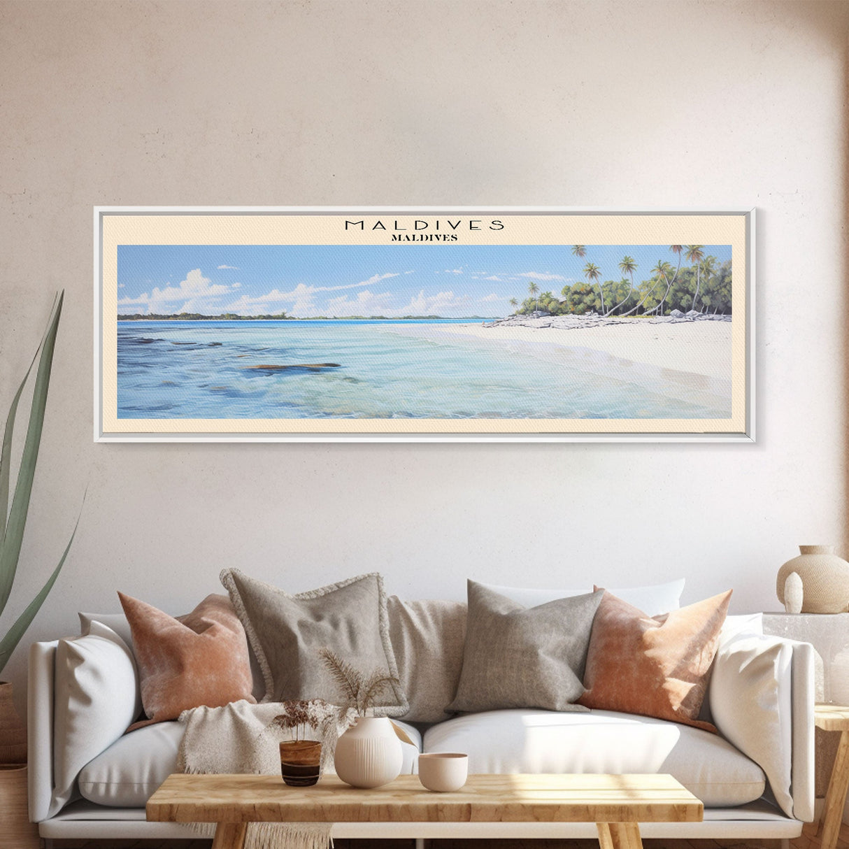 Maldives Travel Poster Print, Framed Canvas Print, COUNTRY Travel Art, Wood Framed Art, Wall Hanging, Home Decor