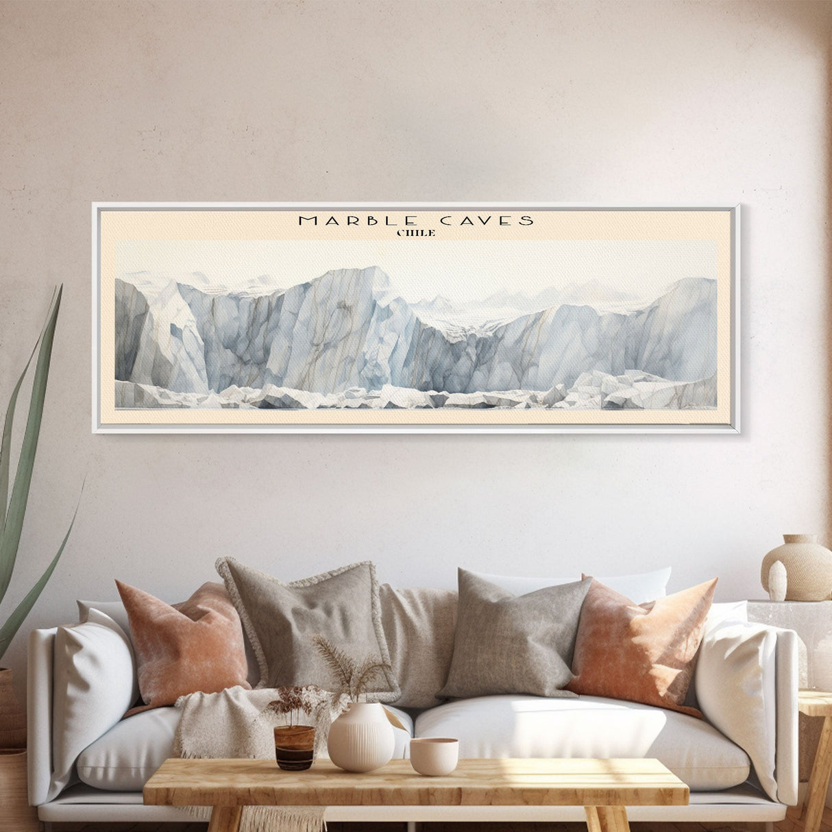 Marble Caves Framed Canvas Print Travel Poster | Wall Art | Home Decor | Gift For Travel Lover | Wall Hanging | Original Art