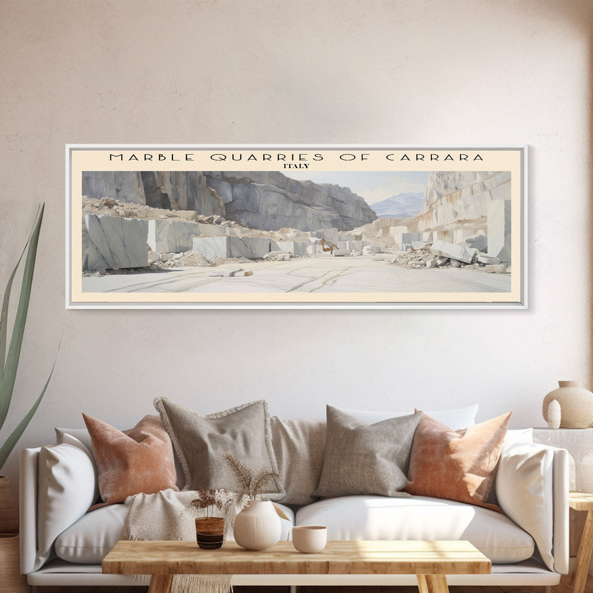 Marble Quarries of Carrara COUNTRY | Framed Travel Poster Canvas Print | Trendy Wall Art | Watercolor Painting | Living Room Art | Unique Art