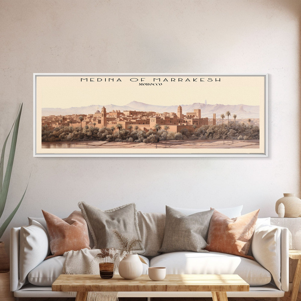 Medina of Marrakesh Travel Poster Print, Framed Canvas Print, COUNTRY Travel Art, Wood Framed Art, Wall Hanging, Home Decor