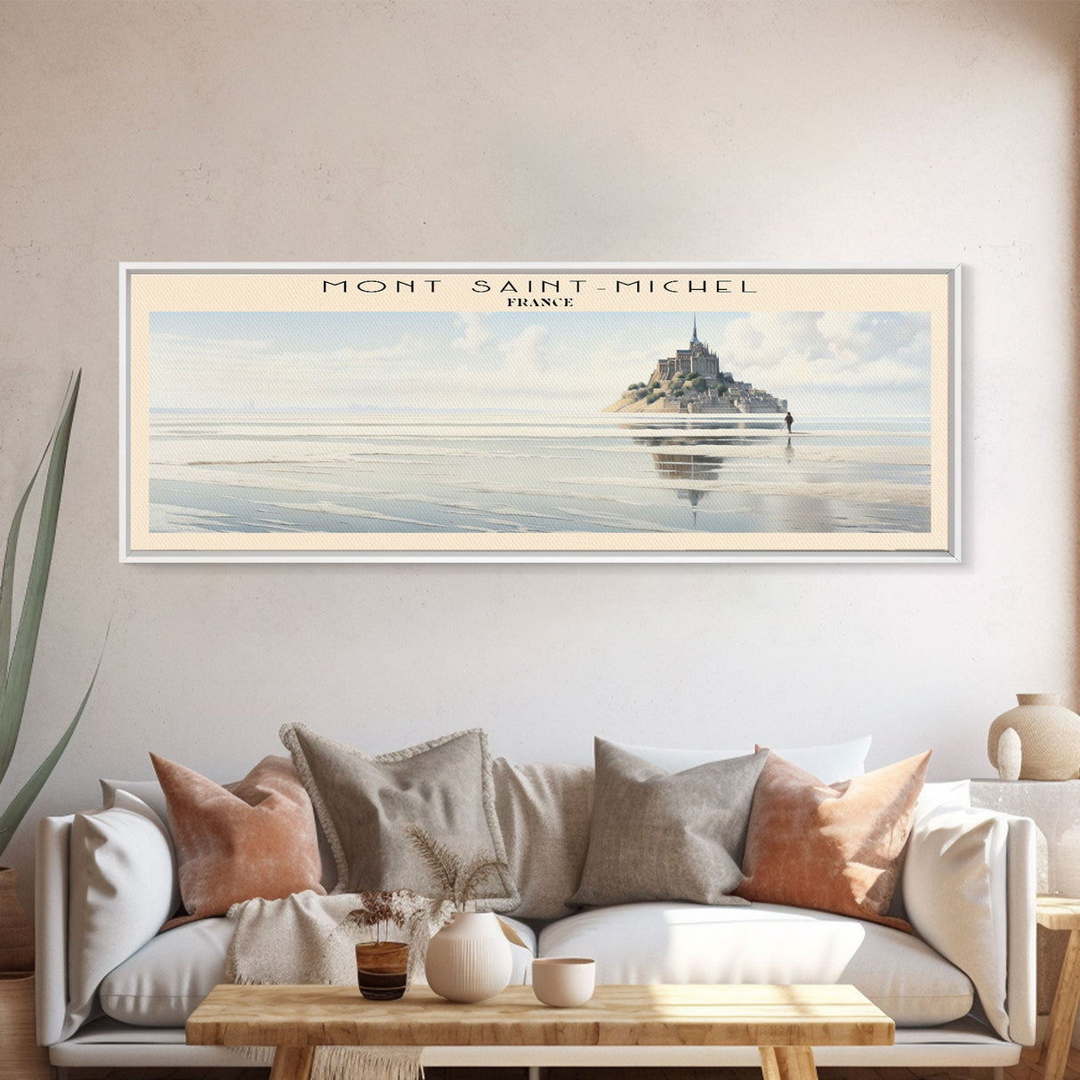 Mont Saint Michel COUNTRY | Framed Travel Poster Canvas Print | Trendy Wall Art | Watercolor Painting | Living Room Art | Unique Art