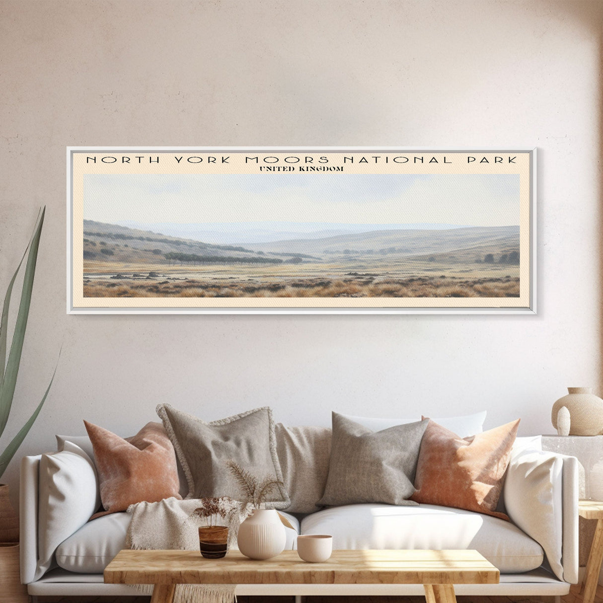 North York Moors National Park Travel Poster Print, Framed Canvas Print, COUNTRY Travel Art, Wood Framed Art, Wall Hanging, Home Decor