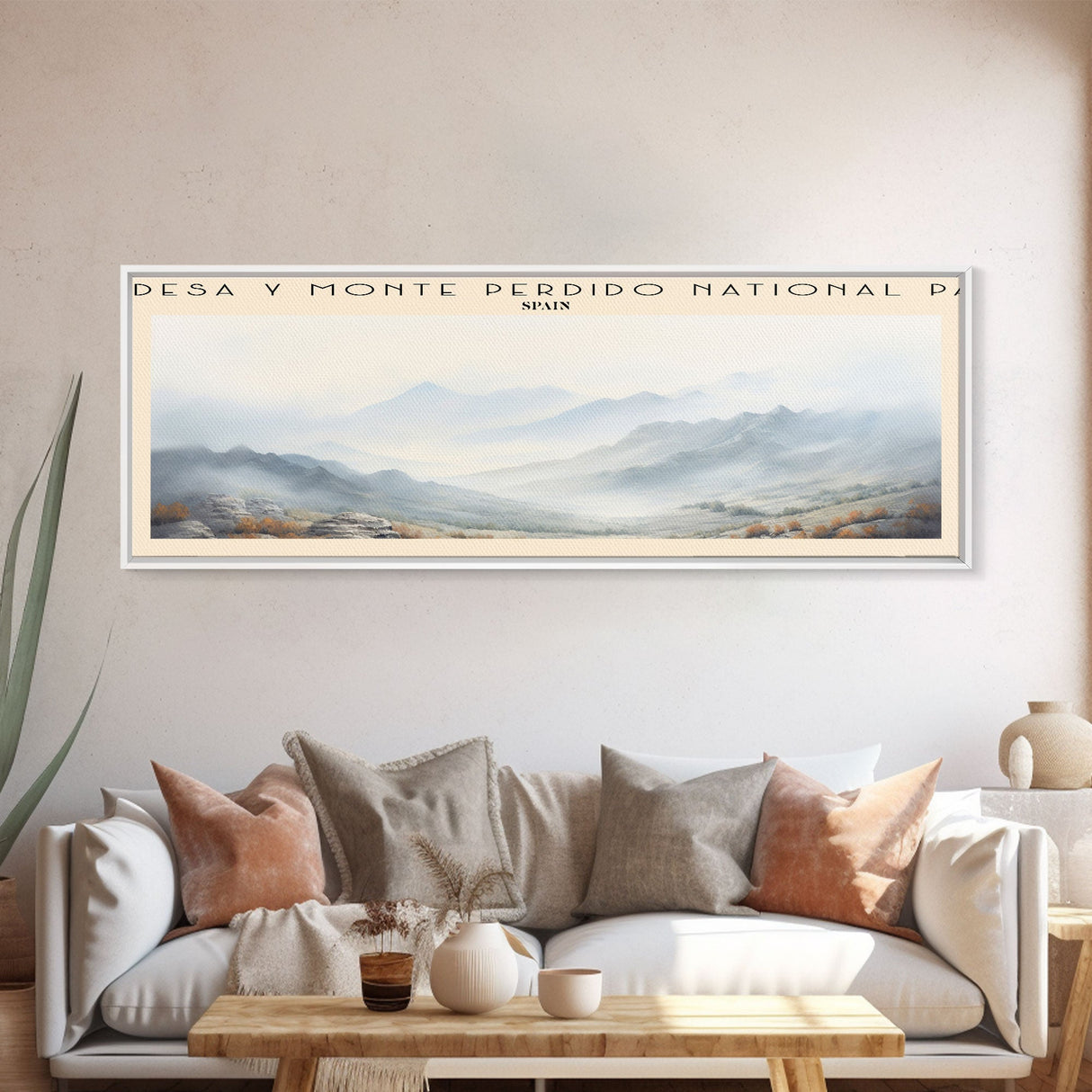 Ordesa y Monte Perdido National Park COUNTRY | Framed Travel Poster Canvas Print | Trendy Wall Art | Watercolor Painting | Living Room Art | Unique Art