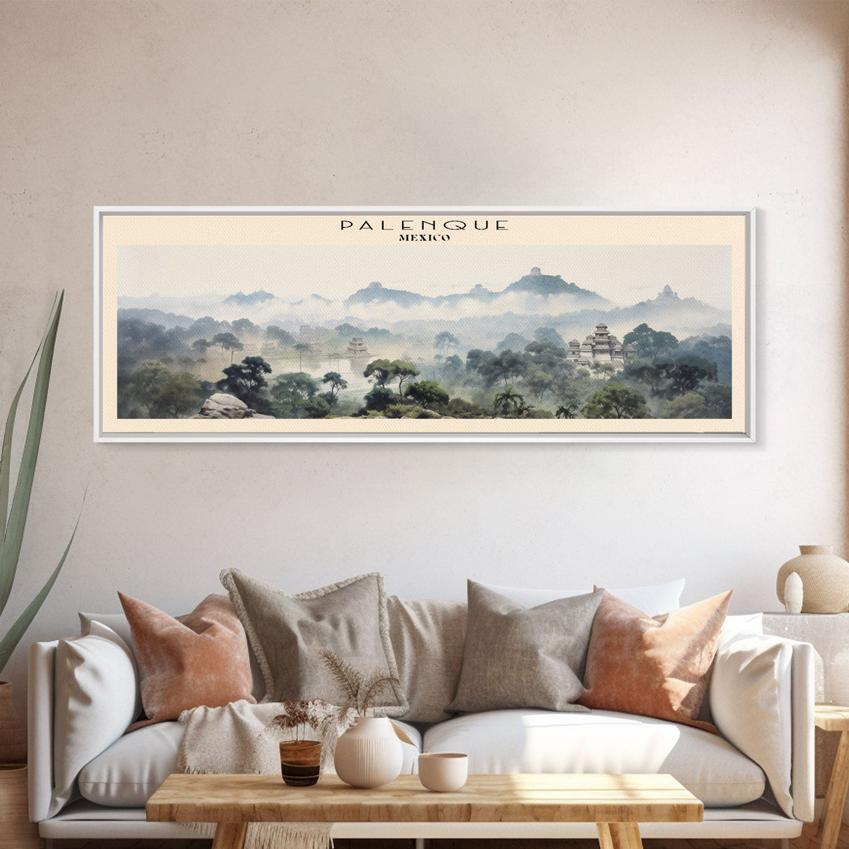 Palenque COUNTRY | Framed Travel Poster Canvas Print | Trendy Wall Art | Watercolor Painting | Living Room Art | Unique Art