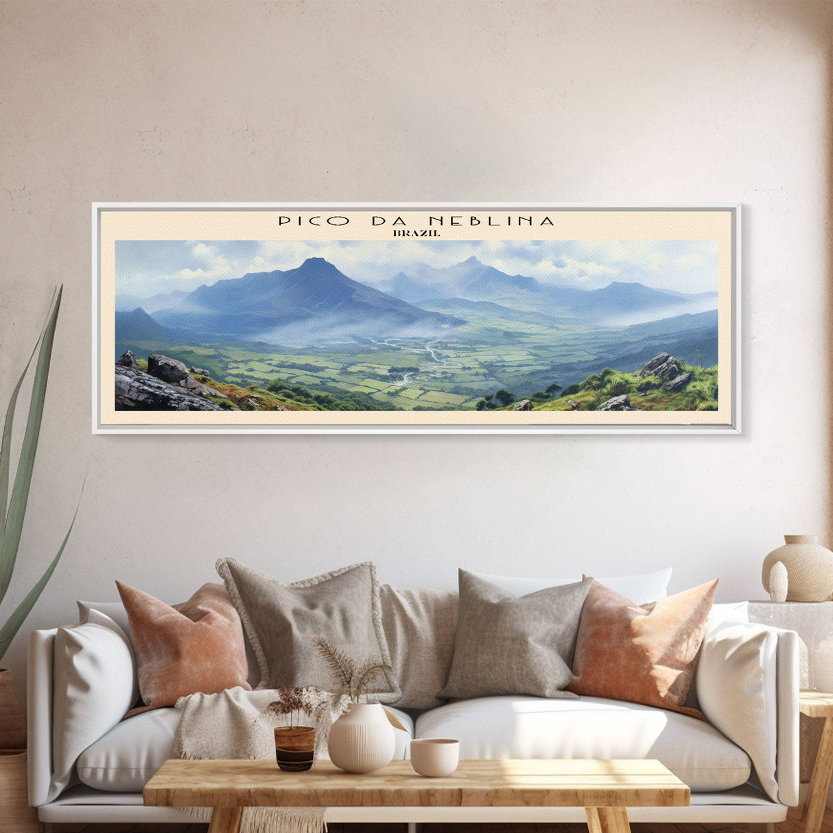 Pico da Neblina COUNTRY | Framed Travel Poster Canvas Print | Trendy Wall Art | Watercolor Painting | Living Room Art | Unique Art