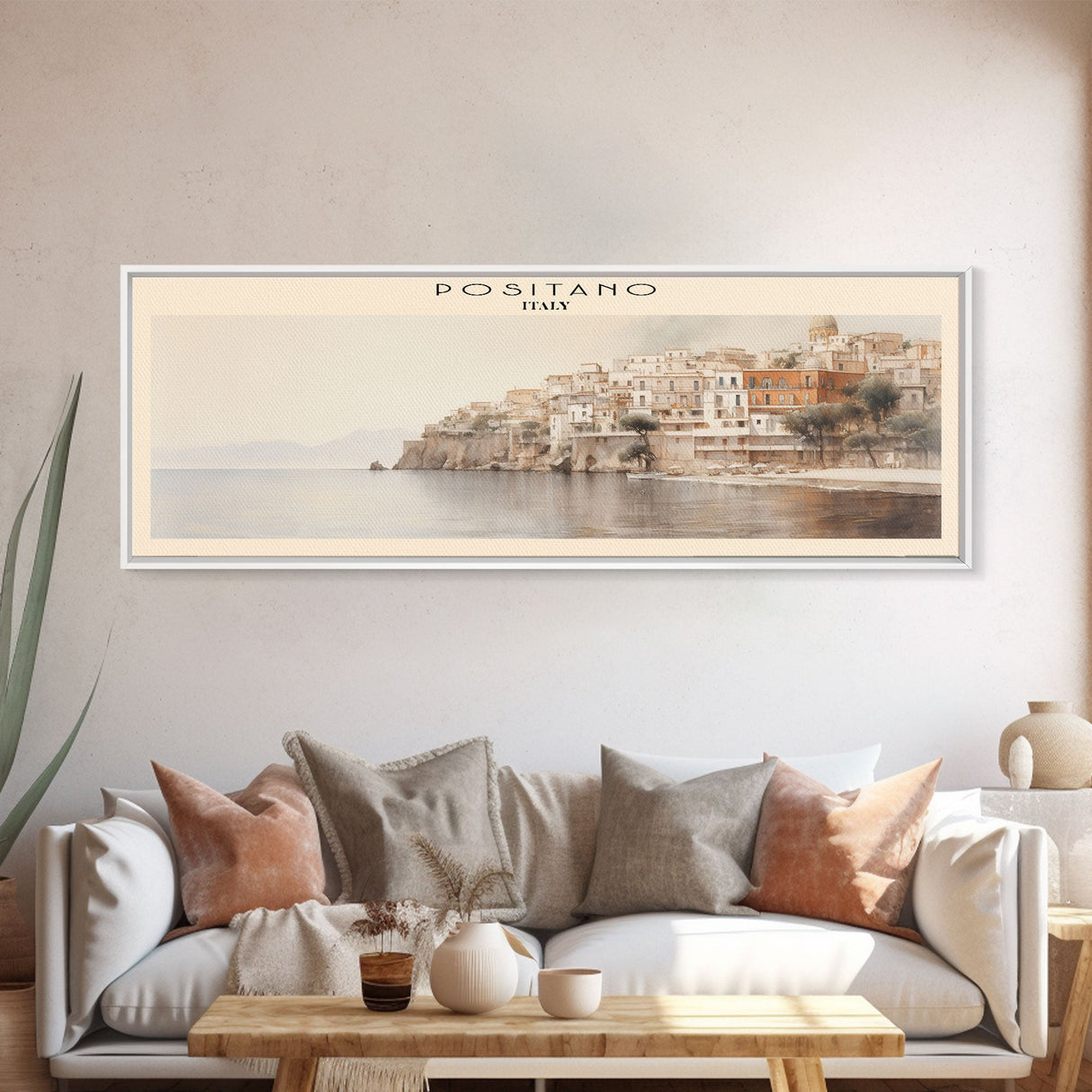 Positano Travel Poster Print, Framed Canvas Print, COUNTRY Travel Art, Wood Framed Art, Wall Hanging, Home Decor