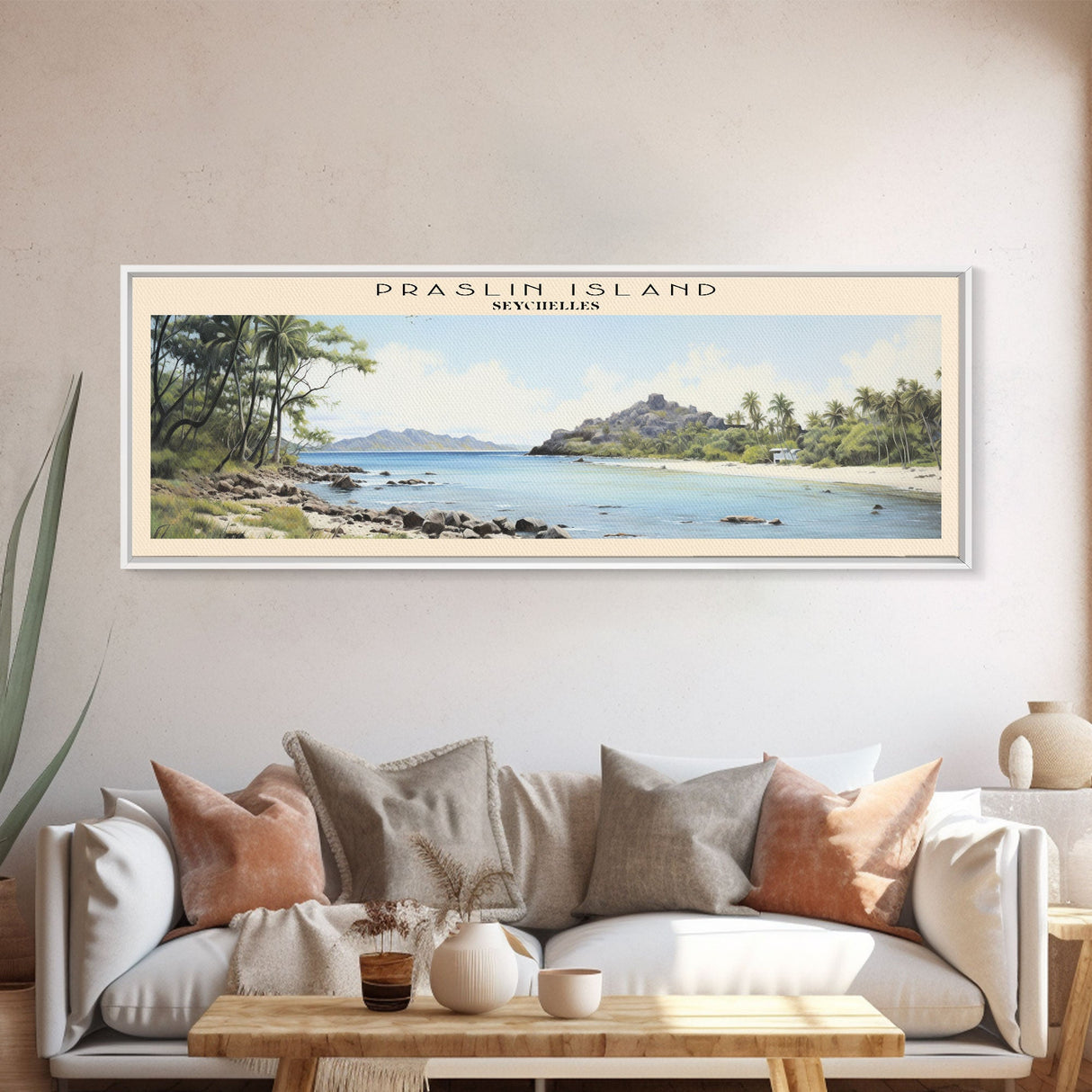 Praslin Island Travel Poster Print, Framed Canvas Wall Art, Metal Wall Art, COUNTRY art, Gift For Him, Travel Wall Art, Travel Lover Gift